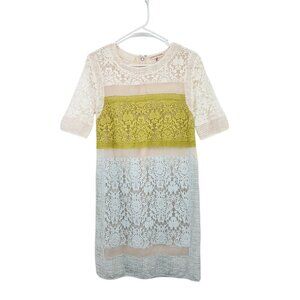 Rebecca Taylor Women's Runway Patchwork Sheer- Inset Lace Silk Mini Dress Sz 8